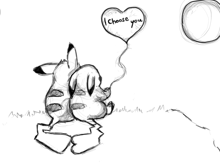 pikachu in love drawing