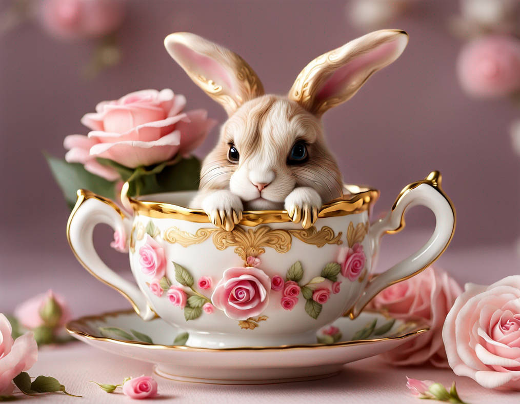 Teacup And Rabbit Bunny in a Teacup by JewelsArtCreations on DeviantArt