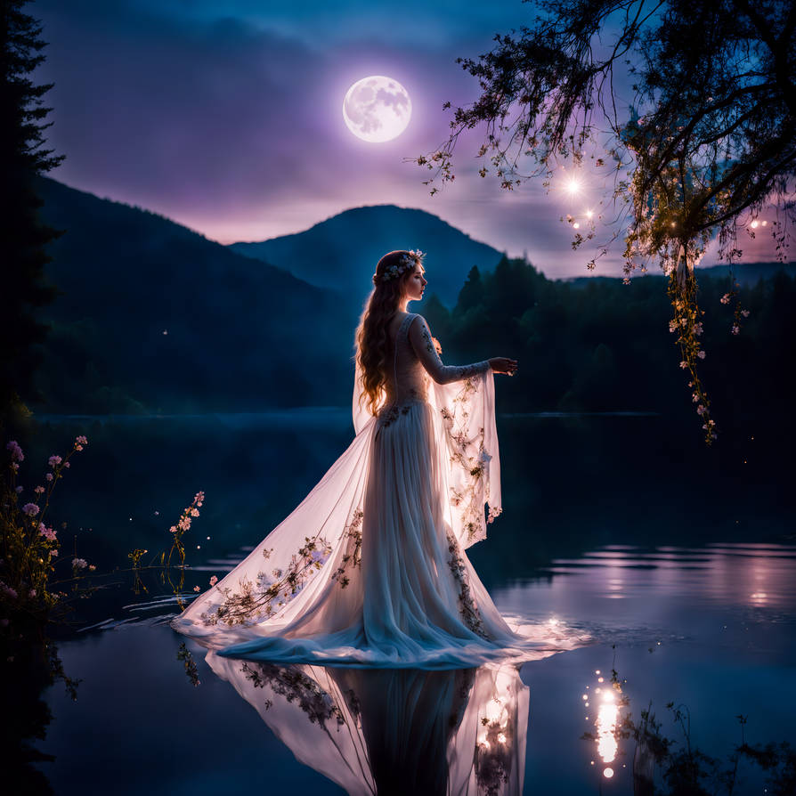 Beautiful Woman in the Moonlight