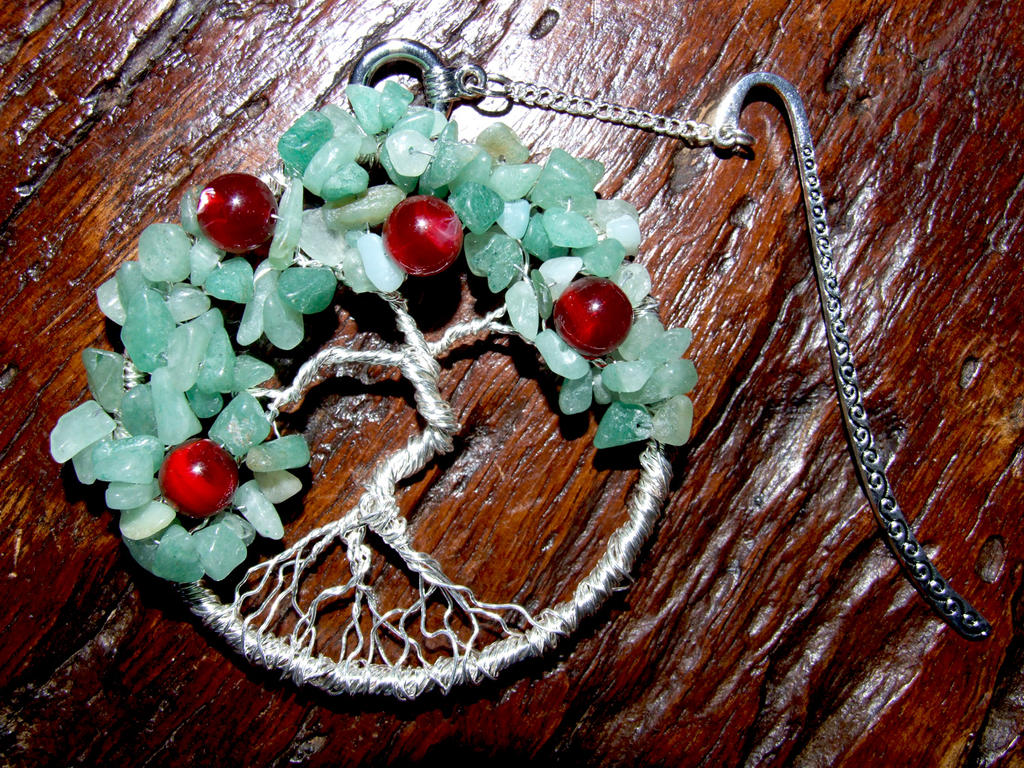 Aventurine and Silver Wire Tree of Life Bookmark