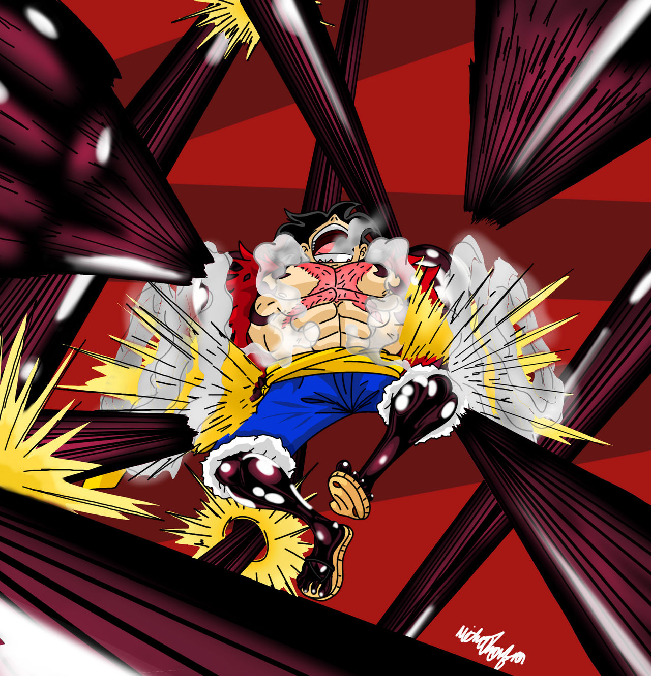 Luffy gear 4th gomu gomu no - Kong gun Kingsalaman - Illustrations