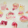 Watercolor food - reds and pinks