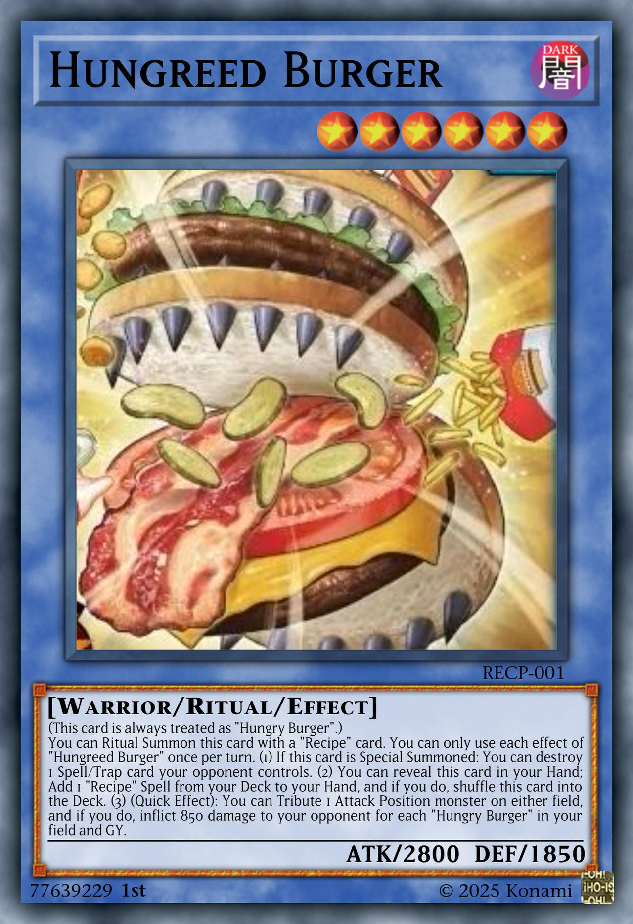 yugioh hungry burger deck Complete Custom for Yu-Gi-Oh! Hamburger Recipe. New Fast Food Hungry Burger