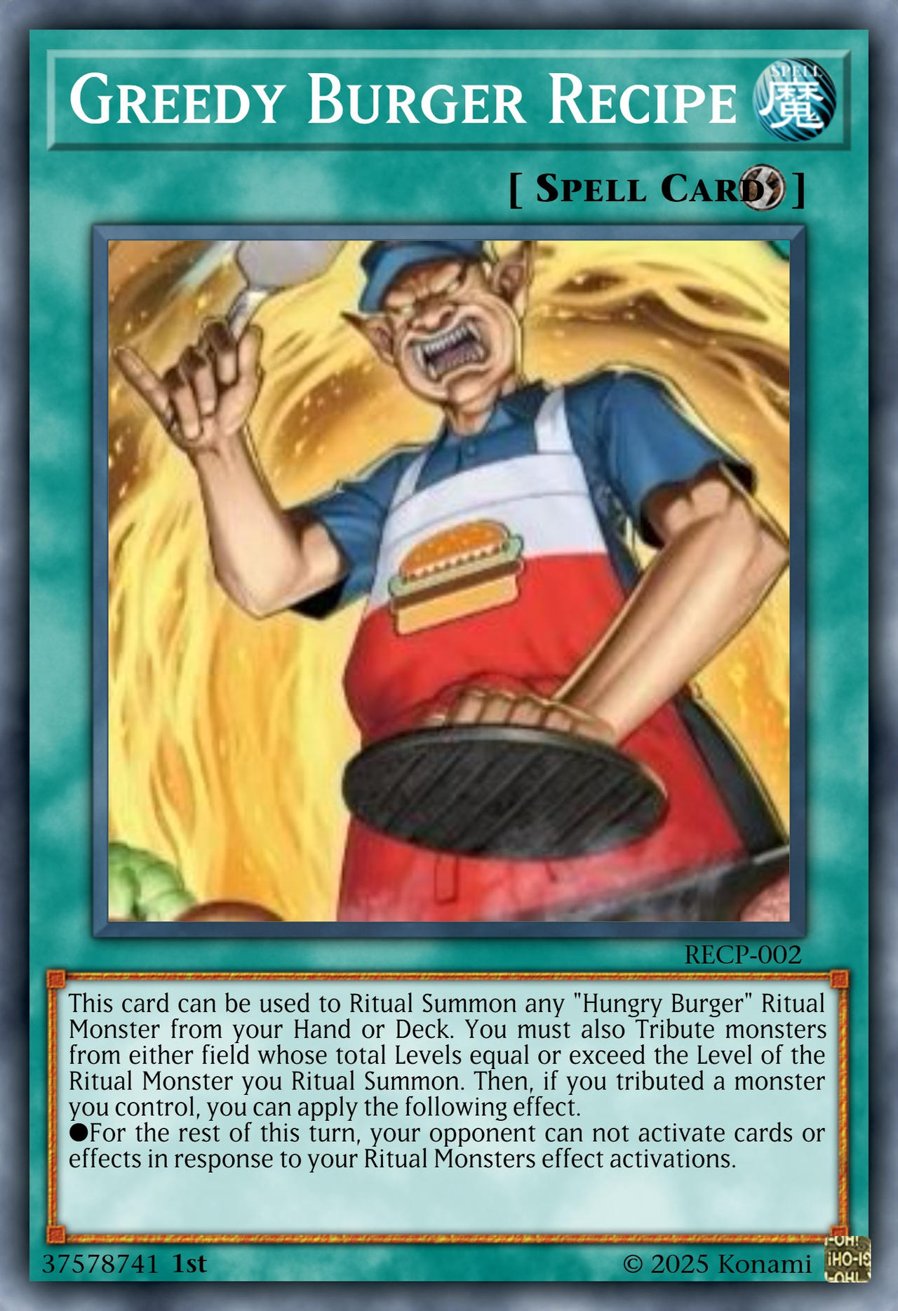 yugioh hamburger card WISU-EN041 - Hungry Burger - Collector's Rare Hamburger Recipe. Angry Burger | Card Details