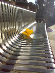 Steel street bench.