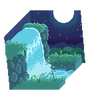 Isometric Waterfall at Night