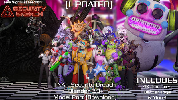 FNAF : Security Breach Models Blender 2.9+