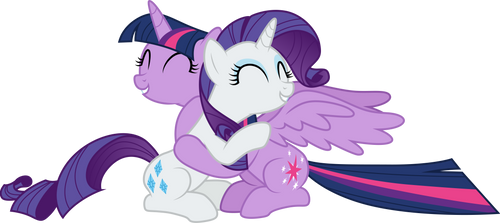 Rarity and Twilight Sparkle hugging by CloudyGlow