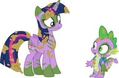 Painted Twilight and Spike by CloudyGlow