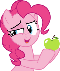 Pinkie holding an apple by CloudyGlow