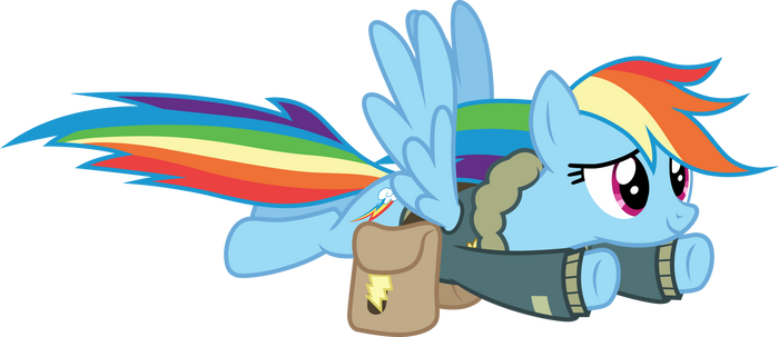 Rainbow Dash soaring in her bomber jacket