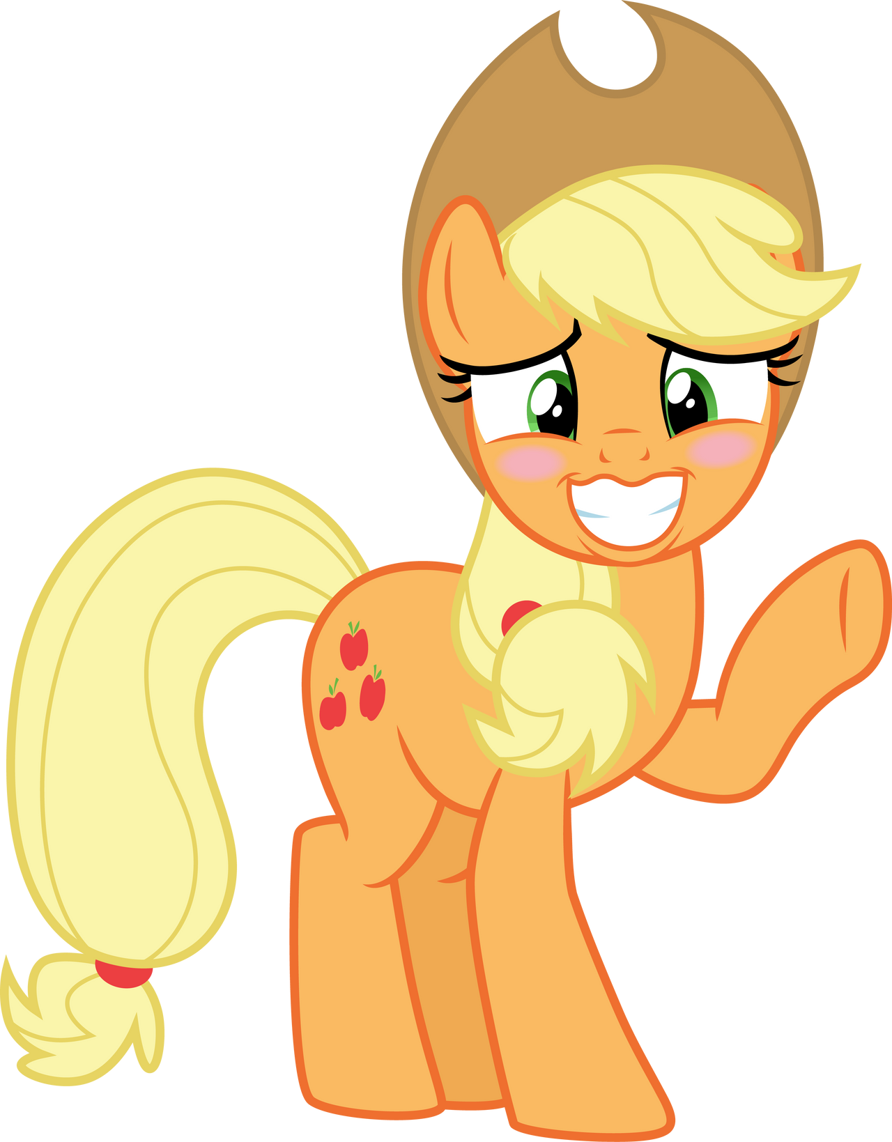 Blushing Applejack waving by CloudyGlow on DeviantArt