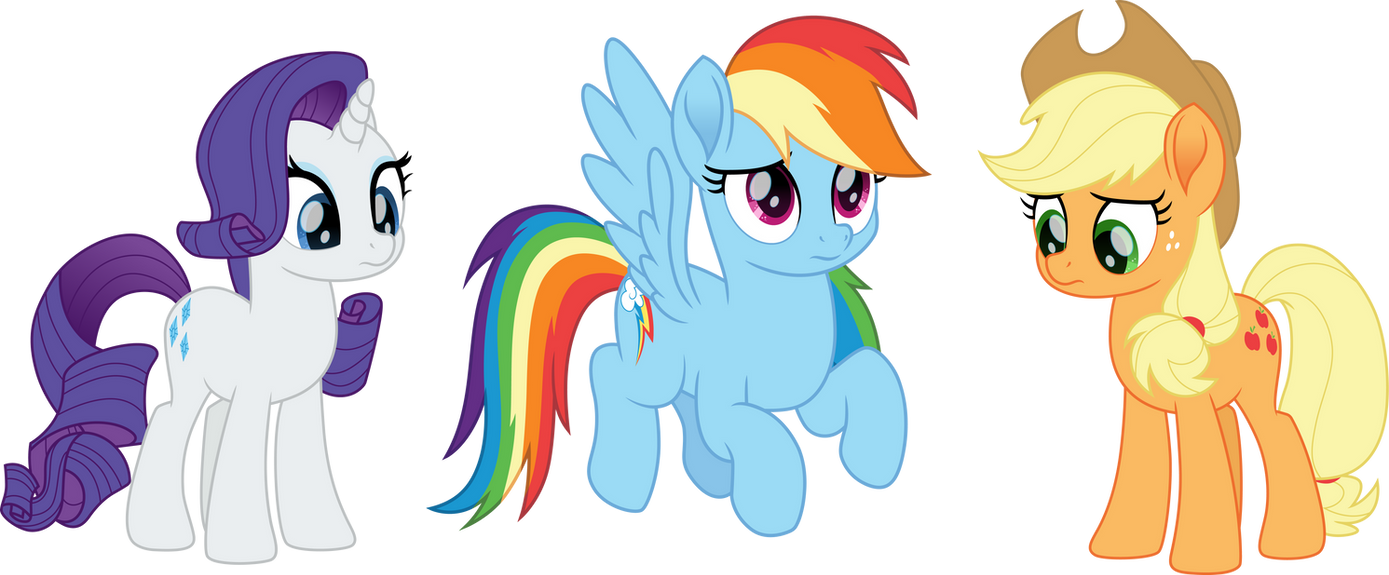 Rarity, Rainbow, and Applejack by CloudyGlow on DeviantArt