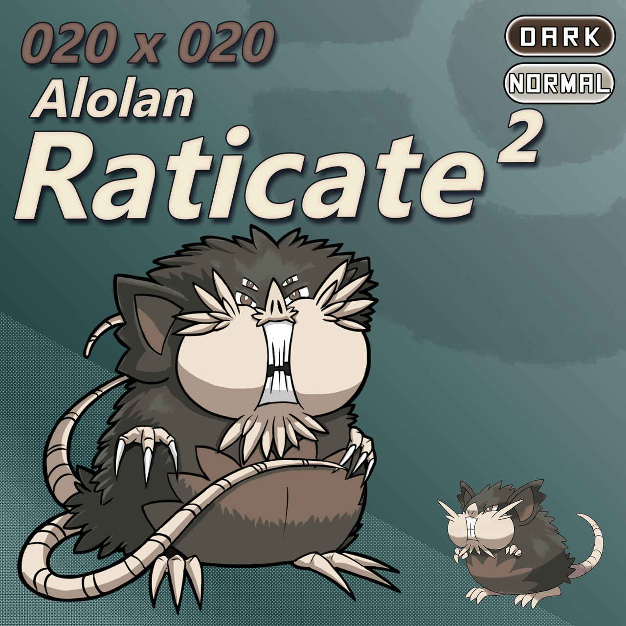 Dexflip Fusion 020 Alolan Raticate Squared by fullhex on DeviantArt