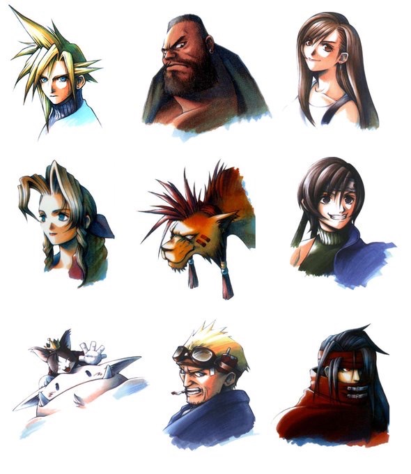 Ff7 menu portraits by Tetsuya Nomura by Nicoc1991 on DeviantArt