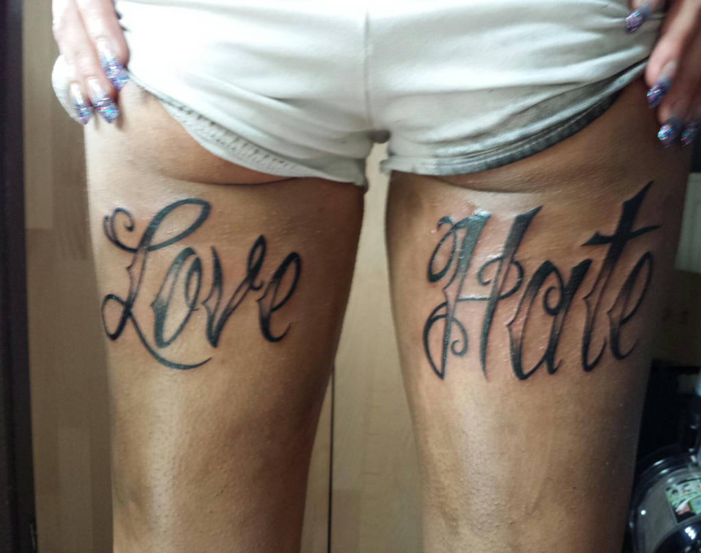 Love Hate Tattoo By Justinktattoos On Deviantart