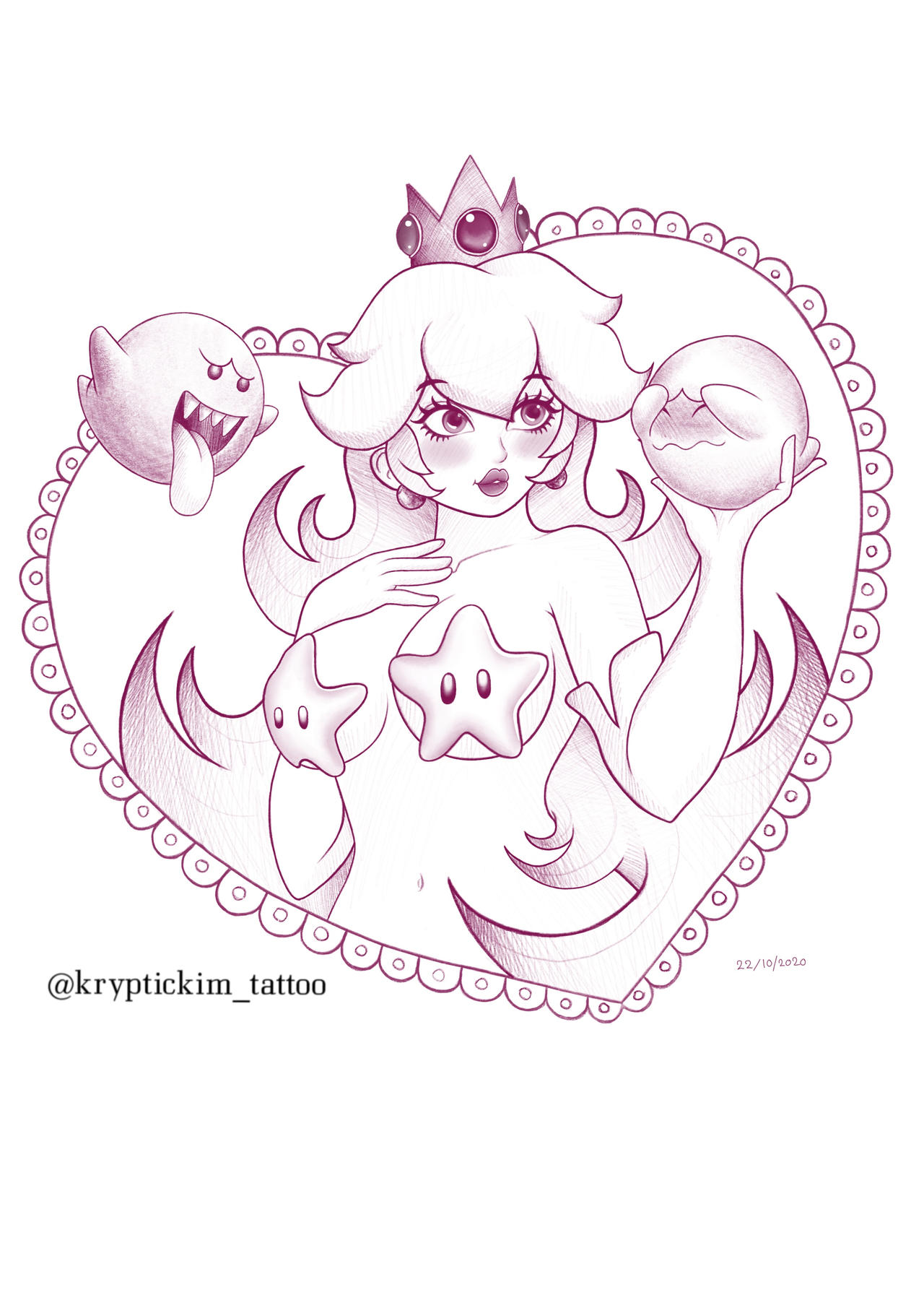 princess peach tattoo design by kryptickim on DeviantArt
