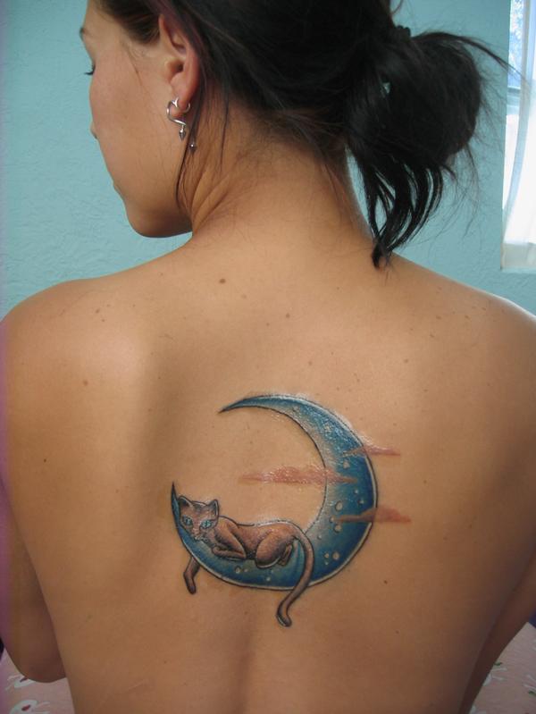 Cat on the Moon Tattoo