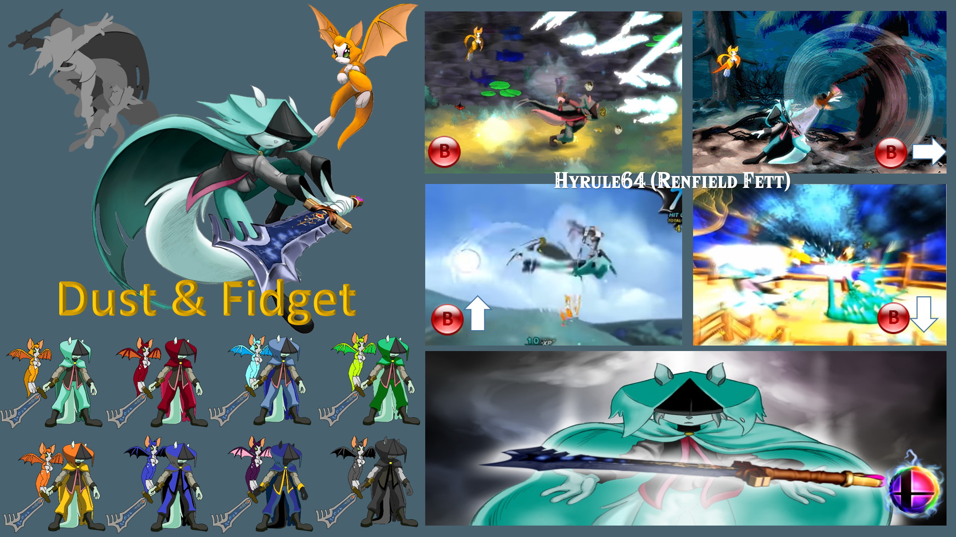 Dust and Fidget Super Smash Bros Moveset Hyrule64 on