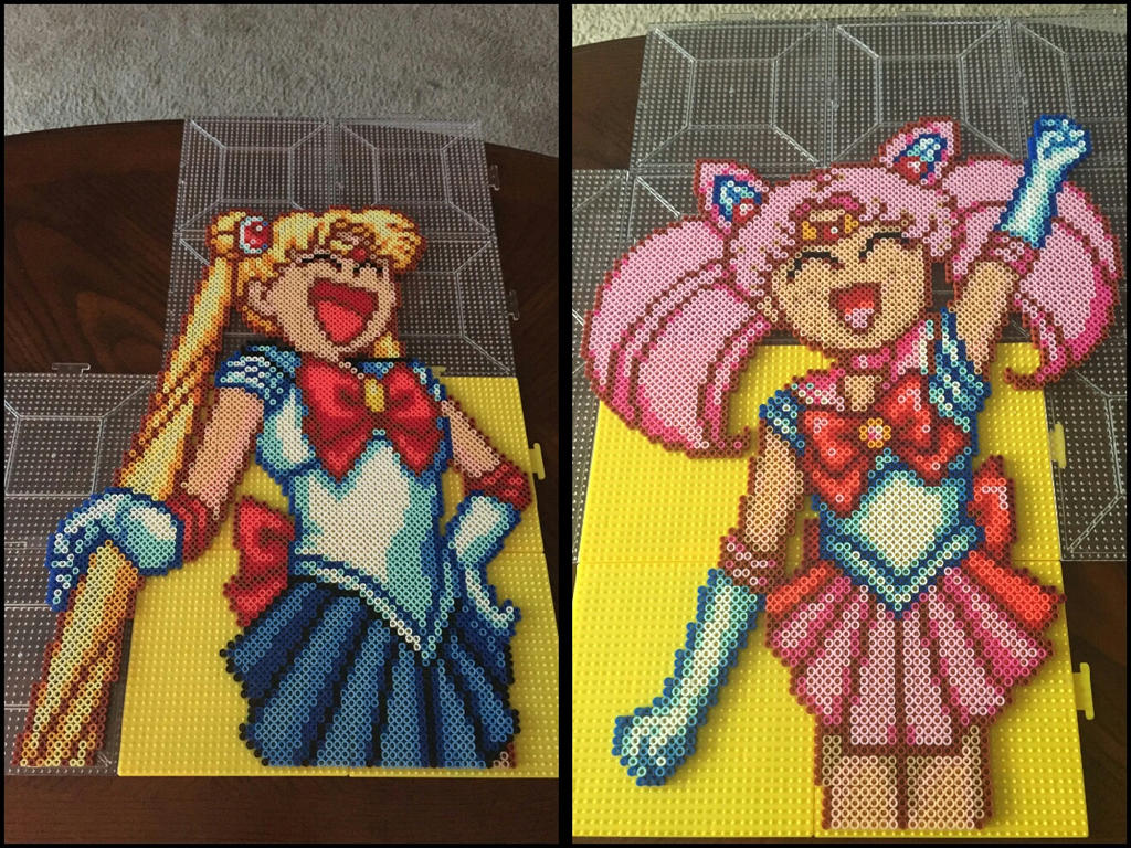 Sailor and Chibi Moon Perler Bead Art