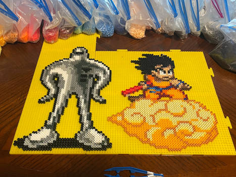 Earthbound Starman and Kid Goku Nimbus Perler bead