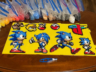 Sonic the Hedgehog Perler bead art