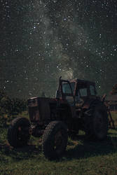 Old Tractor under Milky Way