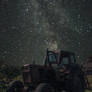 Old Tractor under Milky Way