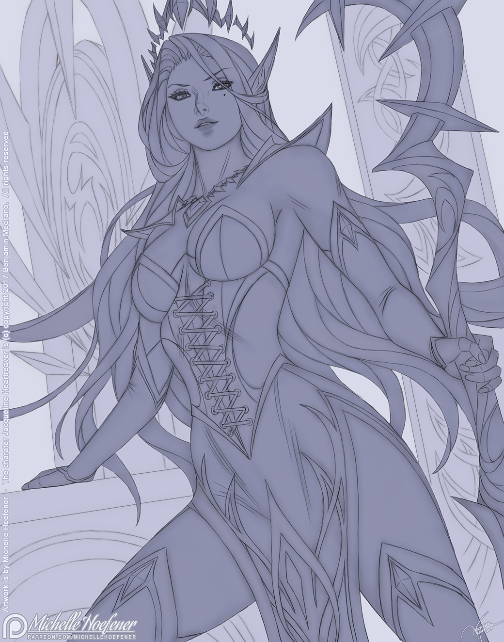 Jacqueline Heartreaver - Line Art by MichelleHoefener