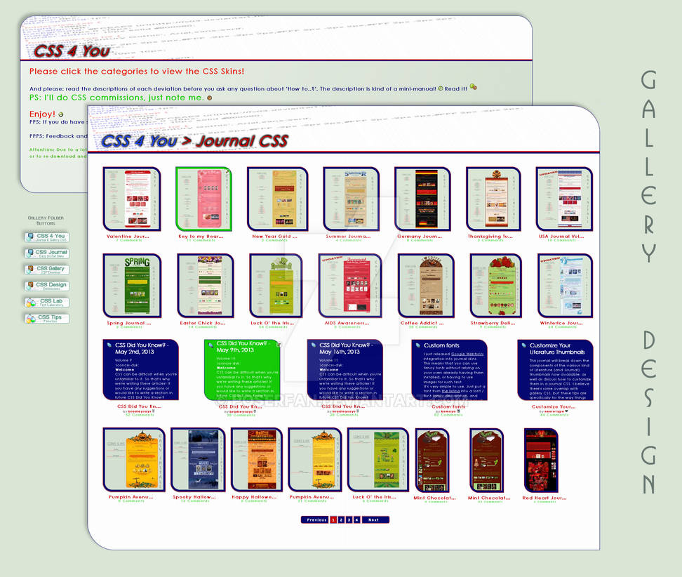 Code Gallery CSS Code Gallery Layout/Com by poserfan on DeviantArt