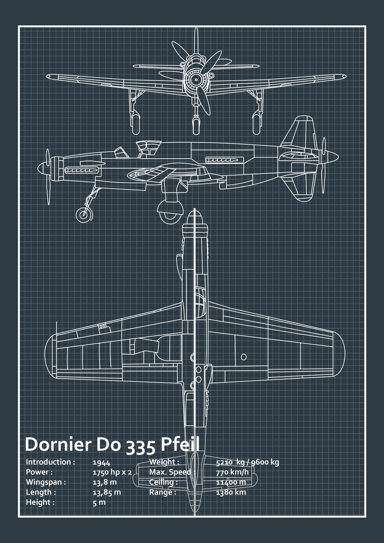 Dornier Do 335 Blueprint by WilliamTr on DeviantArt