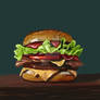 Hamburger oil painting