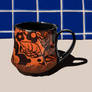 Orange black mug oil painting