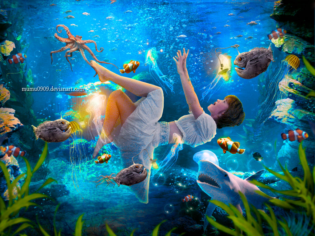 In the depths of the sea.