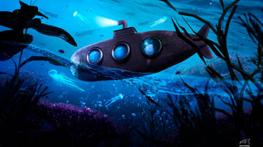 Submarine At Sea Exploration.
