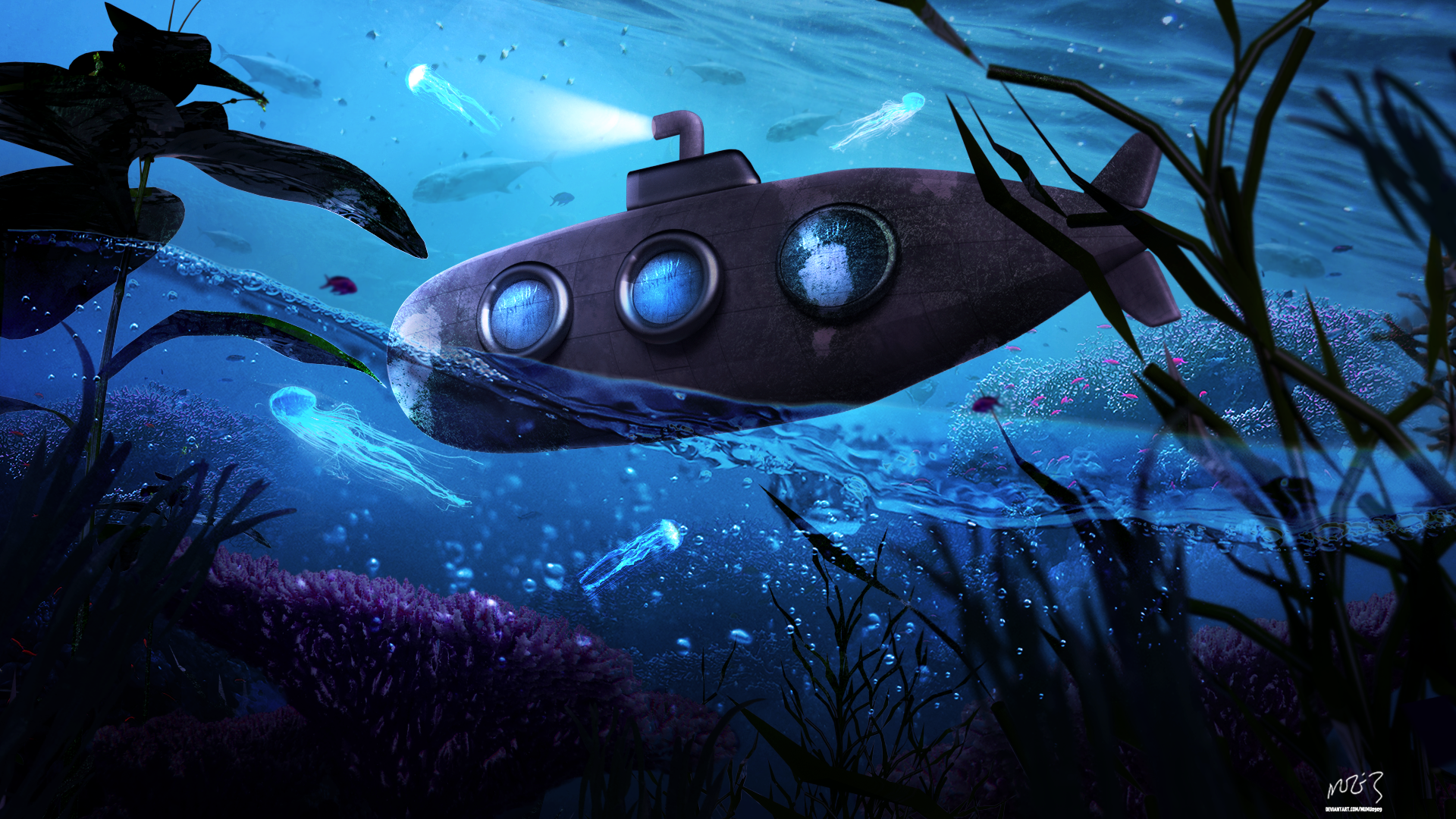 Submarine At Sea Exploration.