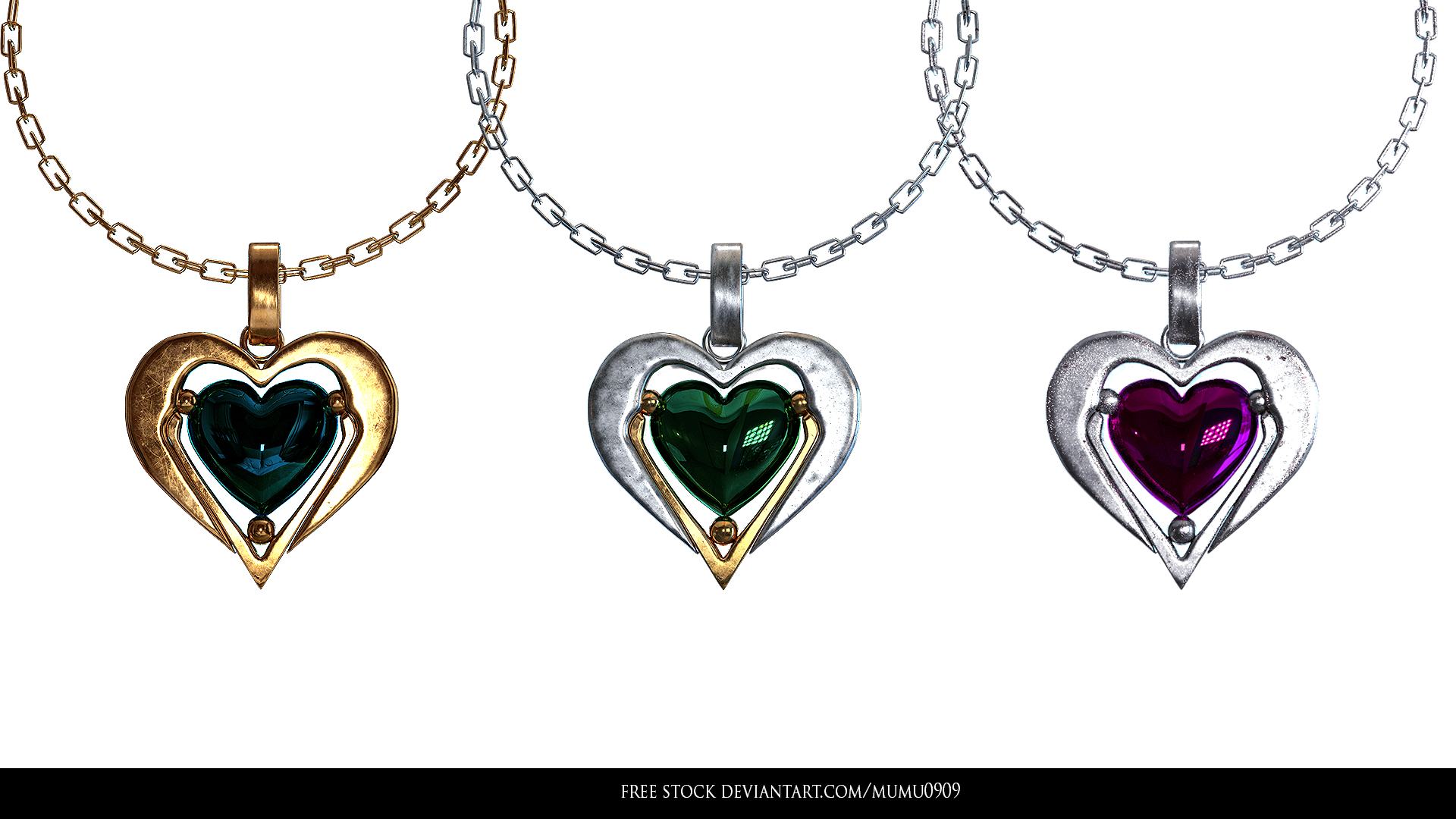 Valentine Day Heart Necklace Metal Gold