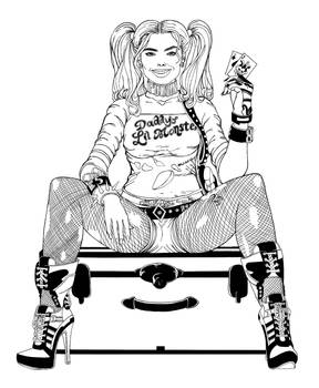 Harley Quinn fixed up black and white