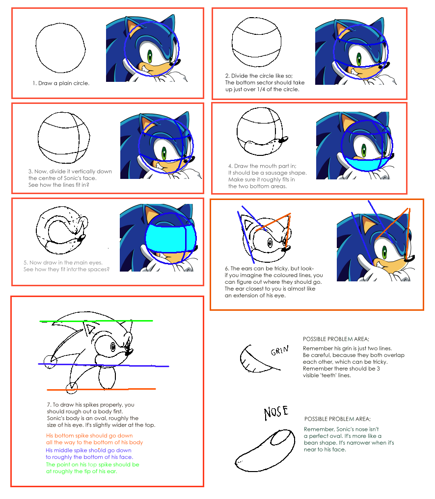 How To Draw 1: Sonic's Head By Rapid-The-Hedgehog On Deviantart