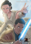 Star Wars The Force Awakens fanart - Finn and  Rey