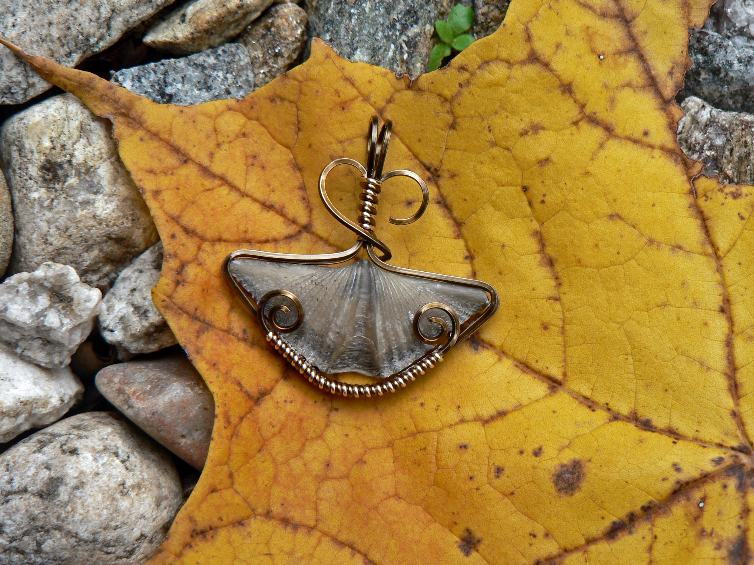 Autumn Leaf Brachiopod Pendant