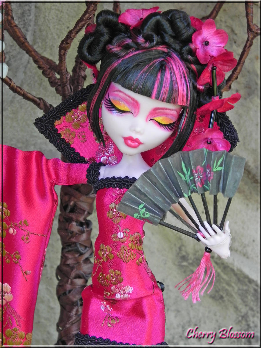 Cherry Blossom OOAK Fantasy Monster High closeup