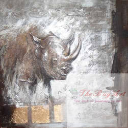 Modern rhinoceros Oil painting for sale