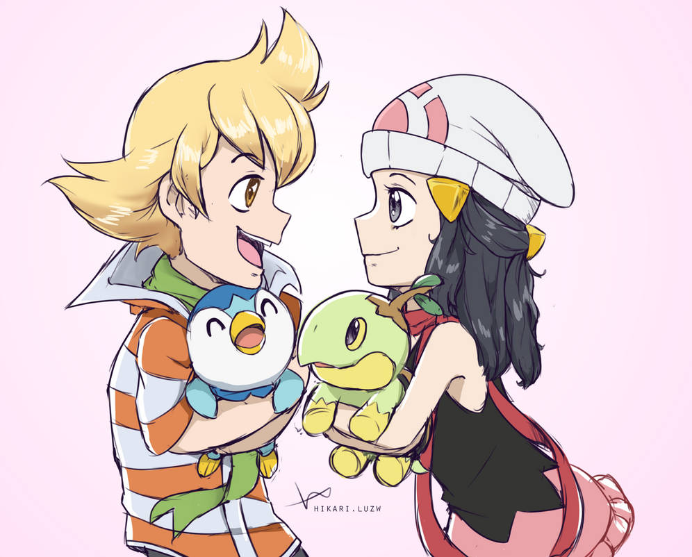 dawn and barry (pokemon and 1 more) drawn by moegi_itsukashi
