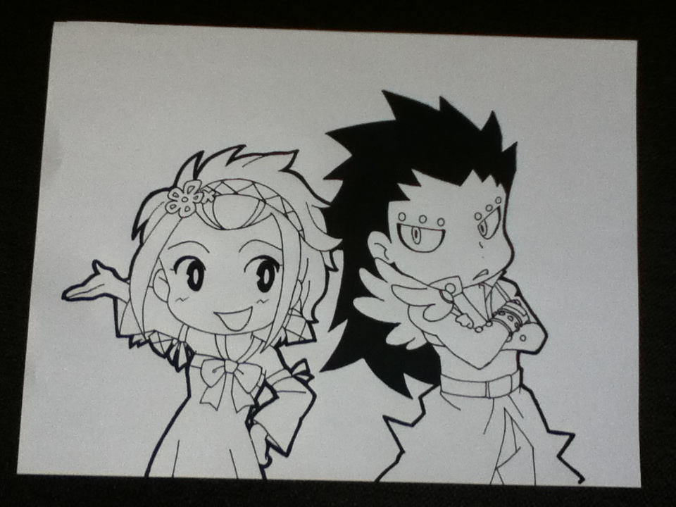 Chibi Levy X Gajeel Lineart