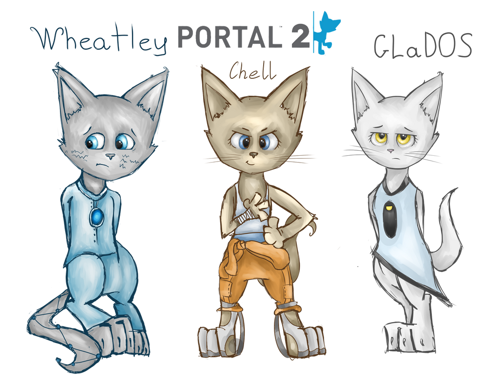 Portal 2 characters as cats