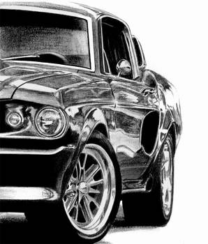 Shelby Mustang pencil drawing