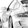 Porsche 997 GT3 pencil drawing