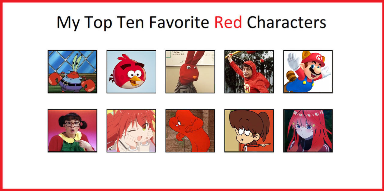 My Top 10 Favorite Red Characters by Cristianpsg2006 on DeviantArt