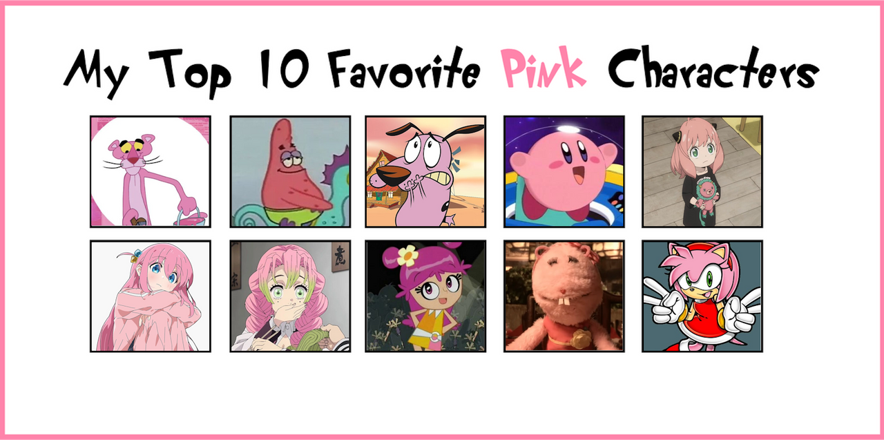 Pink Character Color My Top 10 Favorite Pink Characters by Cristianpsg2006 on DeviantArt